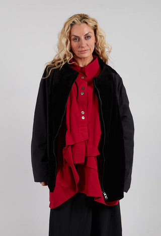 Contrast Front Jacket in Black