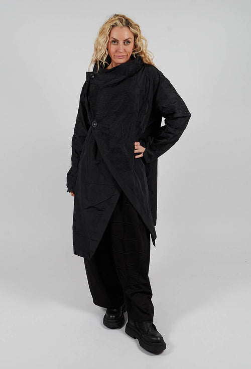 Collarless Coat in Black