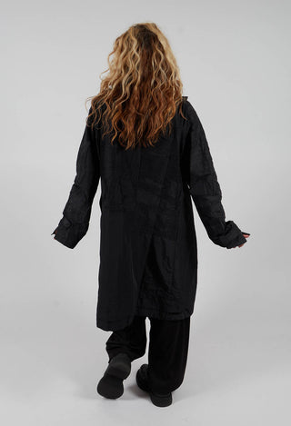 Collarless Coat in Black