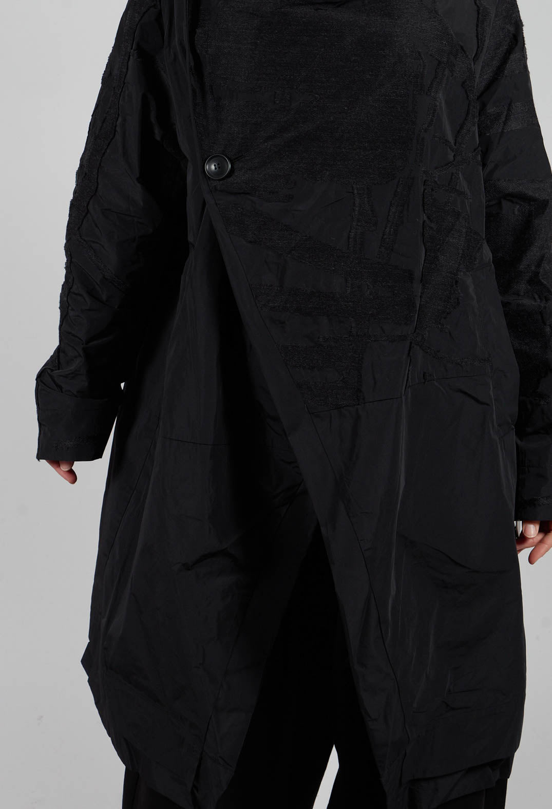 Collarless Coat in Black