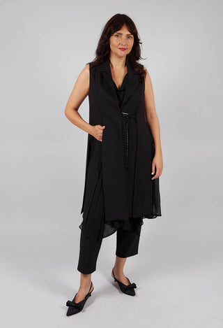 Longline Sleeveless Jacket in Black