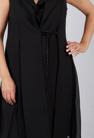 Longline Sleeveless Jacket in Black