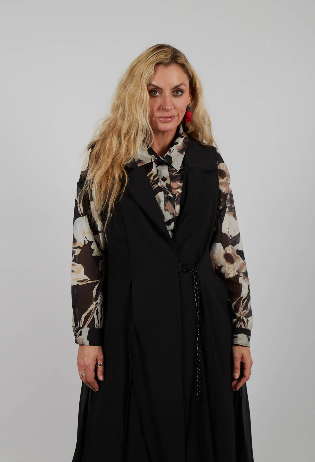 Longline Sleeveless Jacket in Black