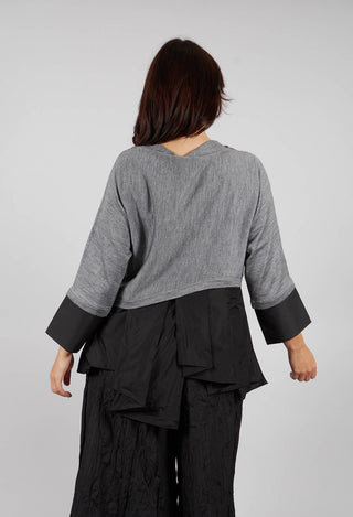 Dual Fabric Top with Embellishment in Grey