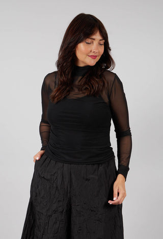 Sheer High Neck Top in Black