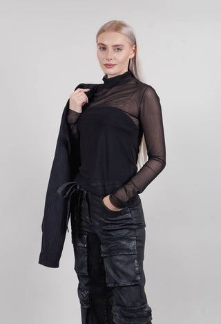 Sheer High Neck Top in Black