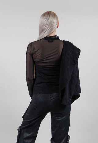 Sheer High Neck Top in Black
