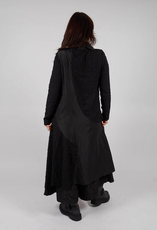 High Neck Dual Fabric Dress in Black