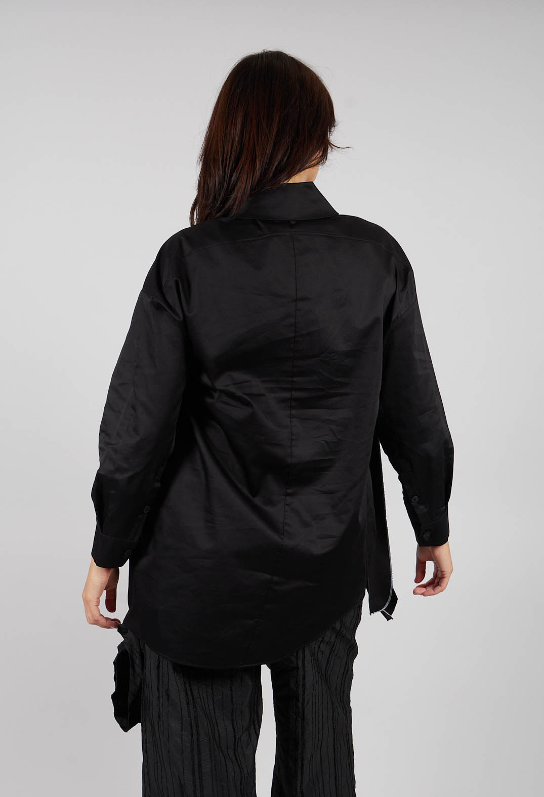 Shirt with Fabric Rose Embellishment in Black