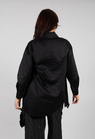 Shirt with Fabric Rose Embellishment in Black