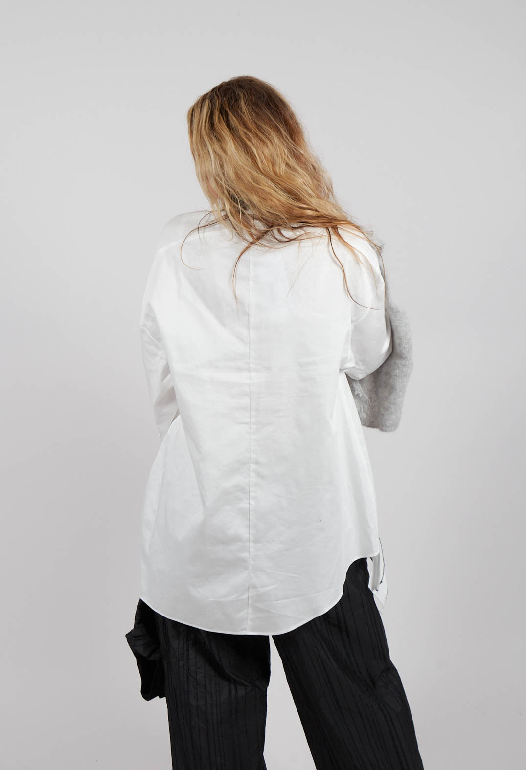 Shirt with Fabric Rose Embellishment in White