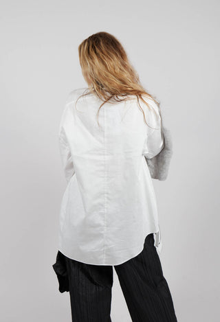 Shirt with Fabric Rose Embellishment in White