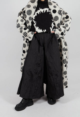 Textured Wide Leg Trousers in Black