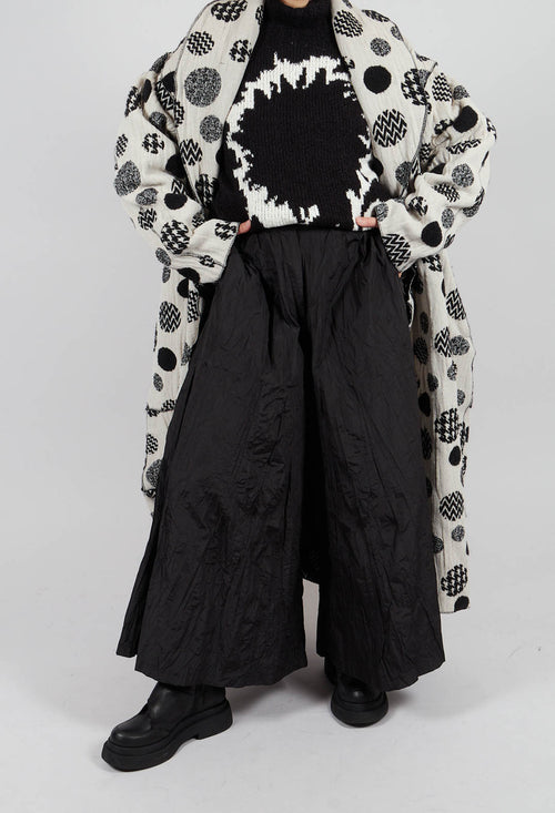 Textured Wide Leg Trousers in Black