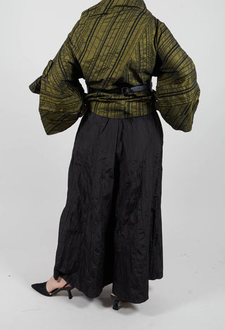 Textured Wide Leg Trousers in Black