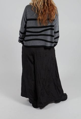 Textured Wide Leg Trousers in Black