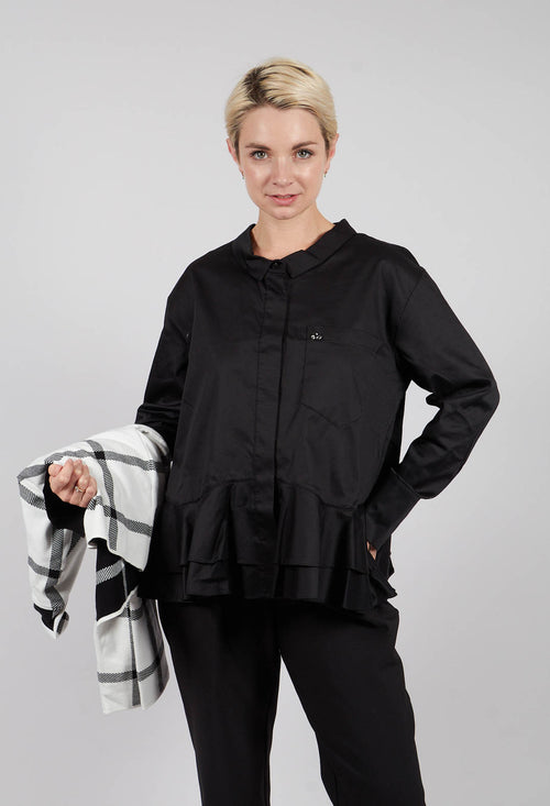 Shirt with Ruffle Peplum Hem in White