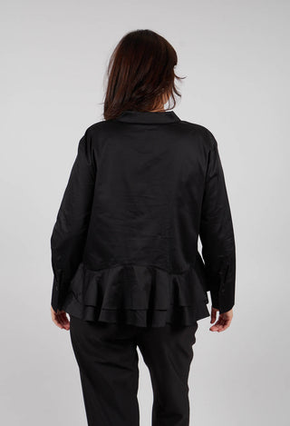 Shirt with Ruffle Peplum Hem in White