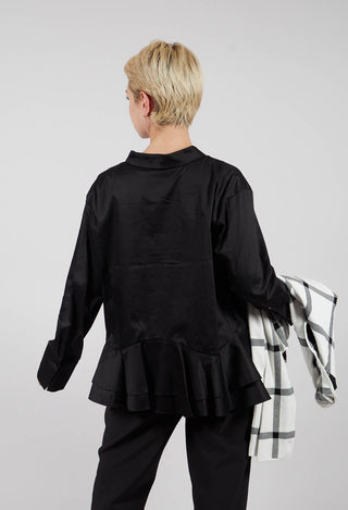 Shirt with Ruffle Peplum Hem in White