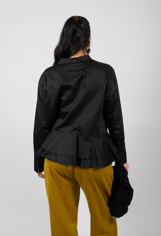 Shirt with Ruffle Peplum Hem in Black