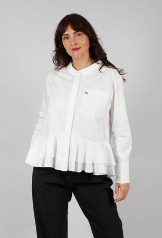 Shirt with Ruffle Peplum Hem in Black