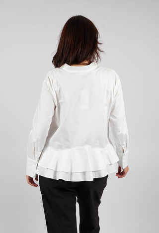 Shirt with Ruffle Peplum Hem in Black