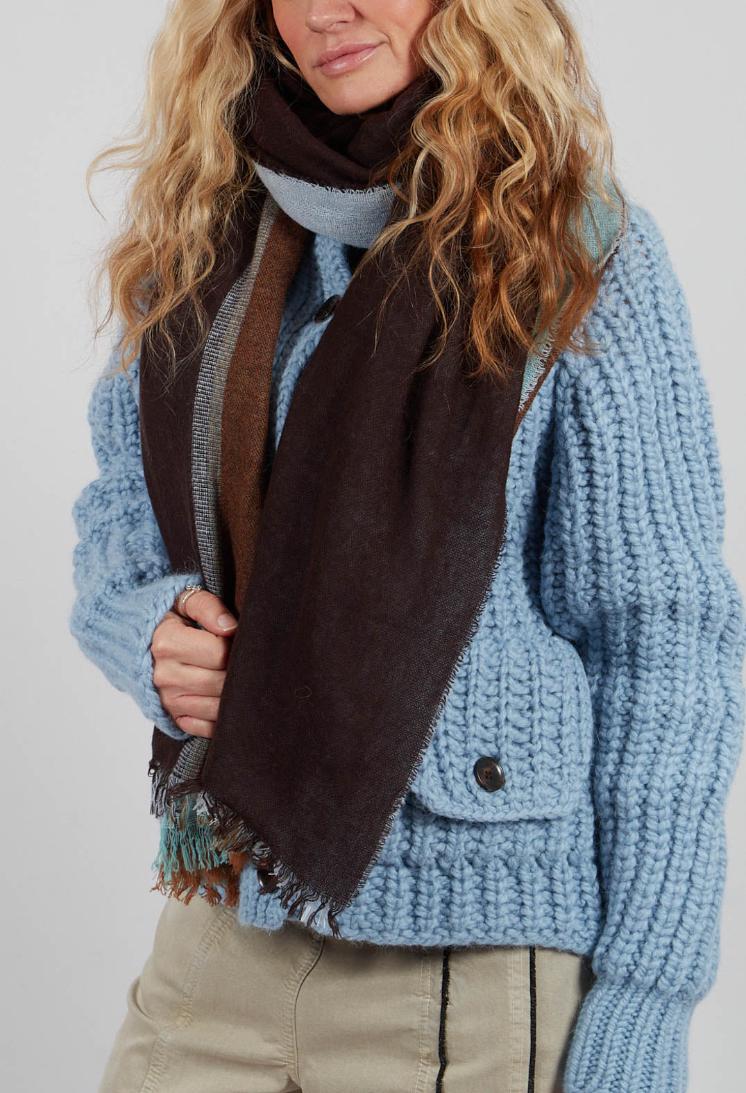 Fold Scarf in Light Blue