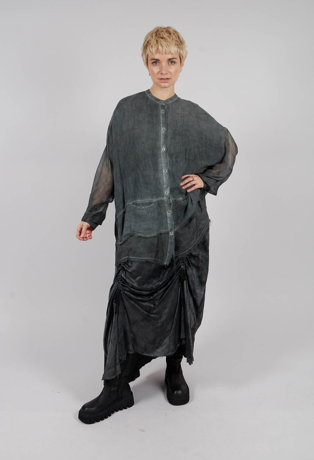 Oversized Shirt in Emerald Grey