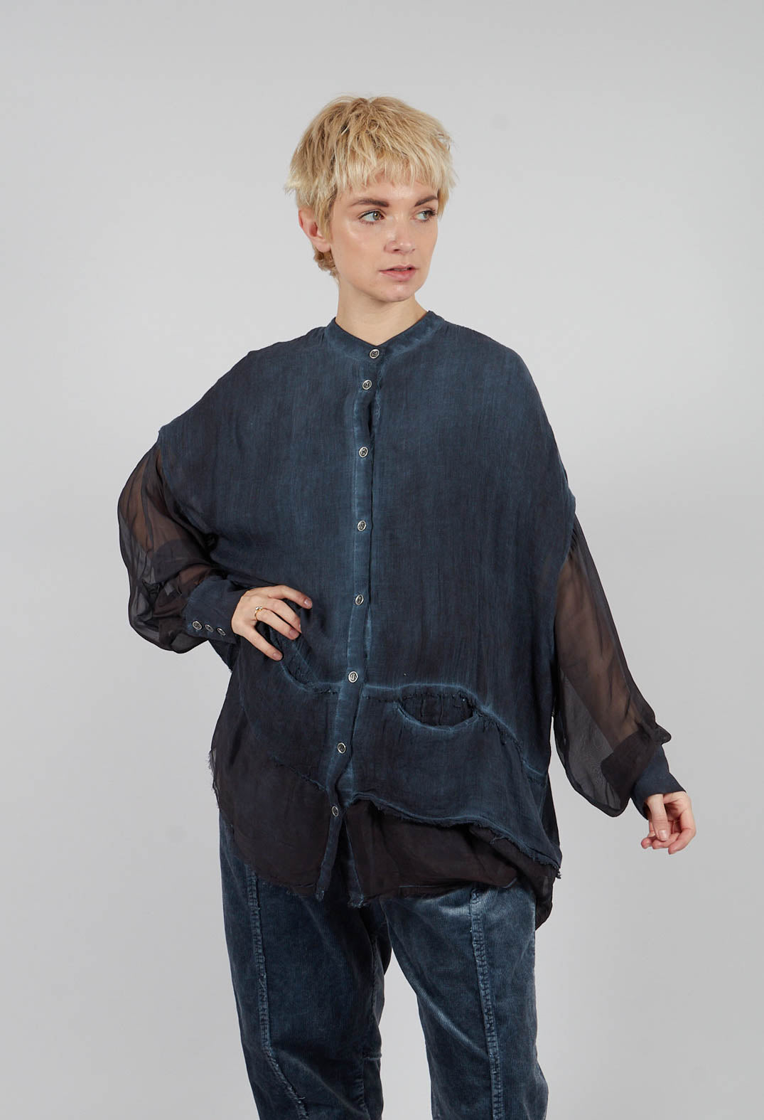 Oversized Shirt in Midnight Blue