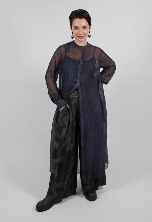 Button Through Dress in Midnight Blue