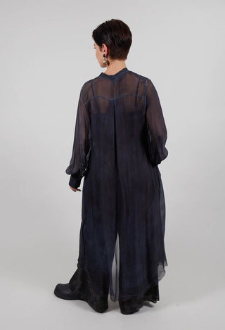 Button Through Dress in Midnight Blue