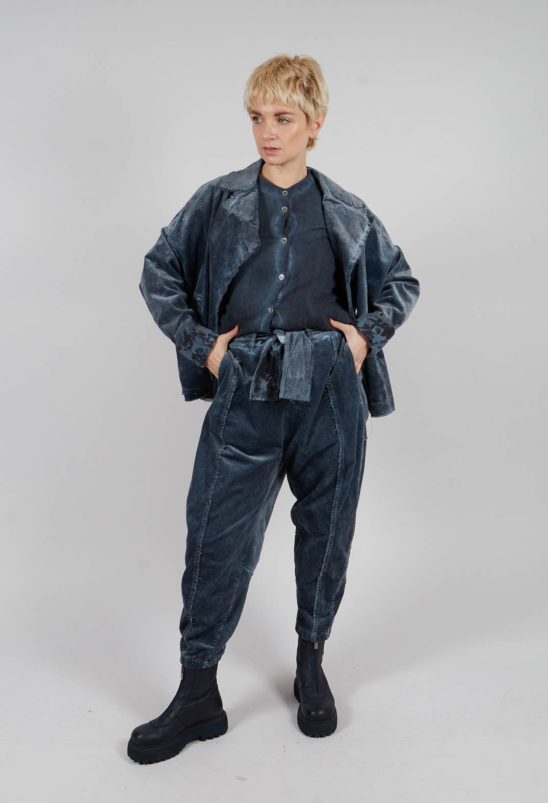 Relaxed Fit Trousers in Midnight Blue