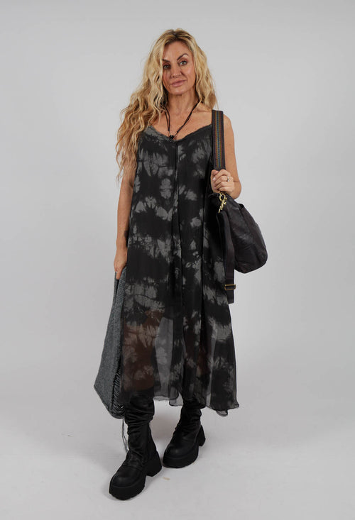 Semi-Sheer Dress in Ash Grey Print