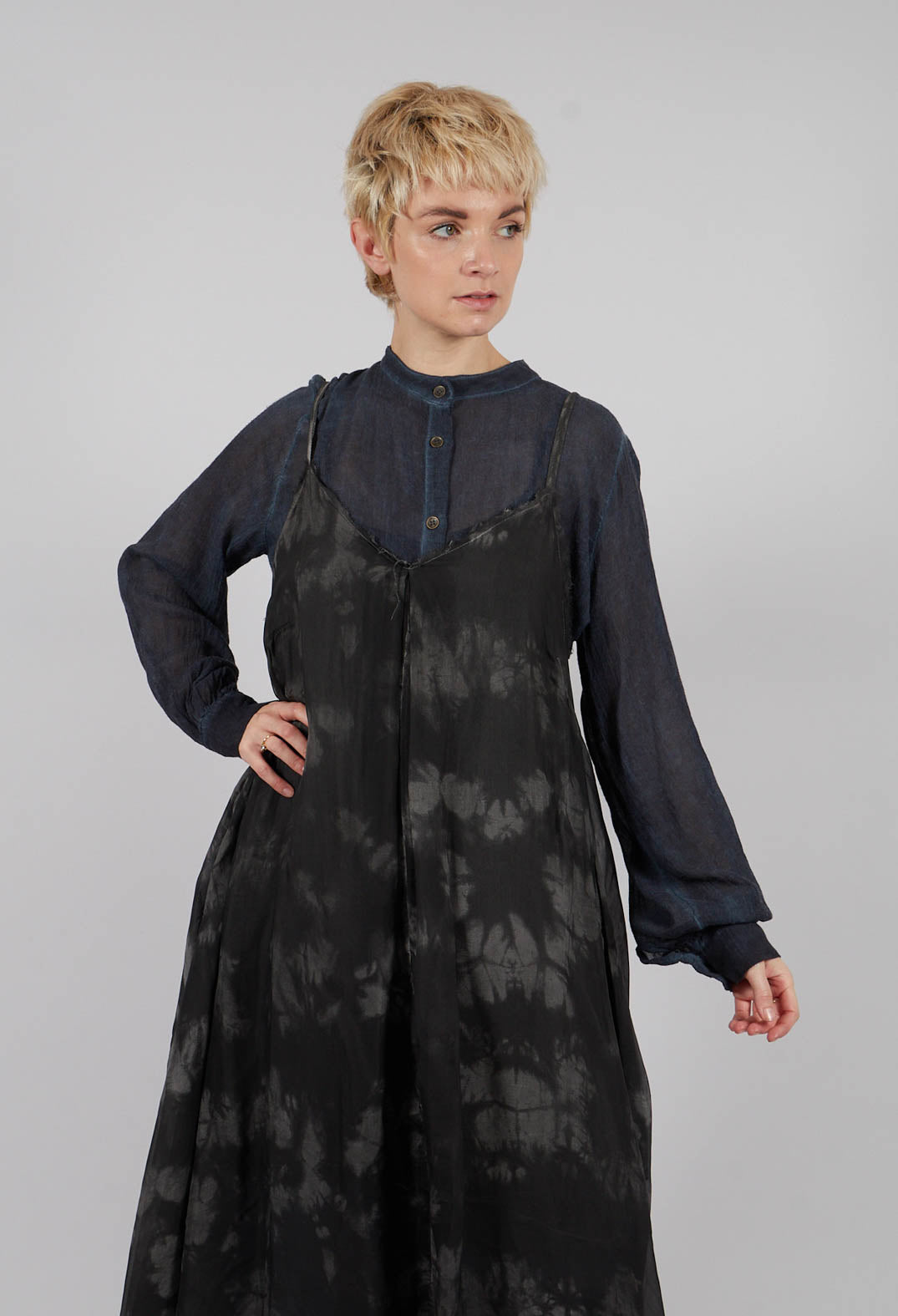 Cropped Jumpsuit in Ash Grey Print