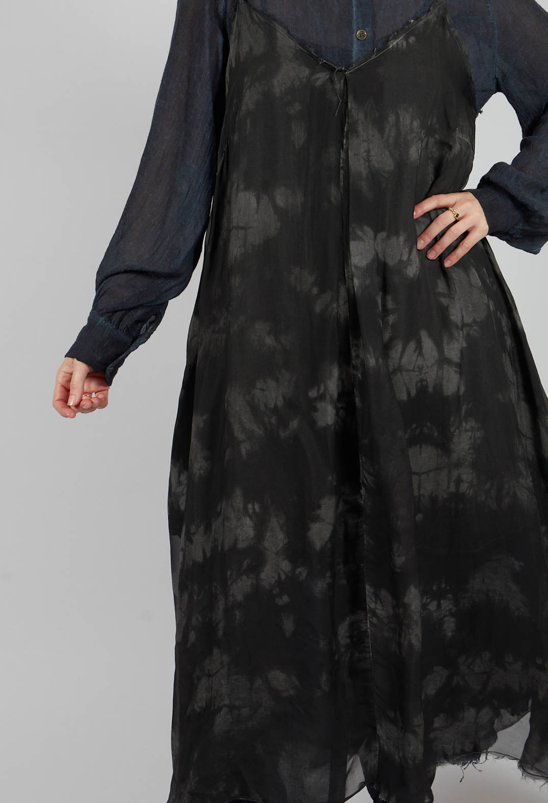 Cropped Jumpsuit in Ash Grey Print