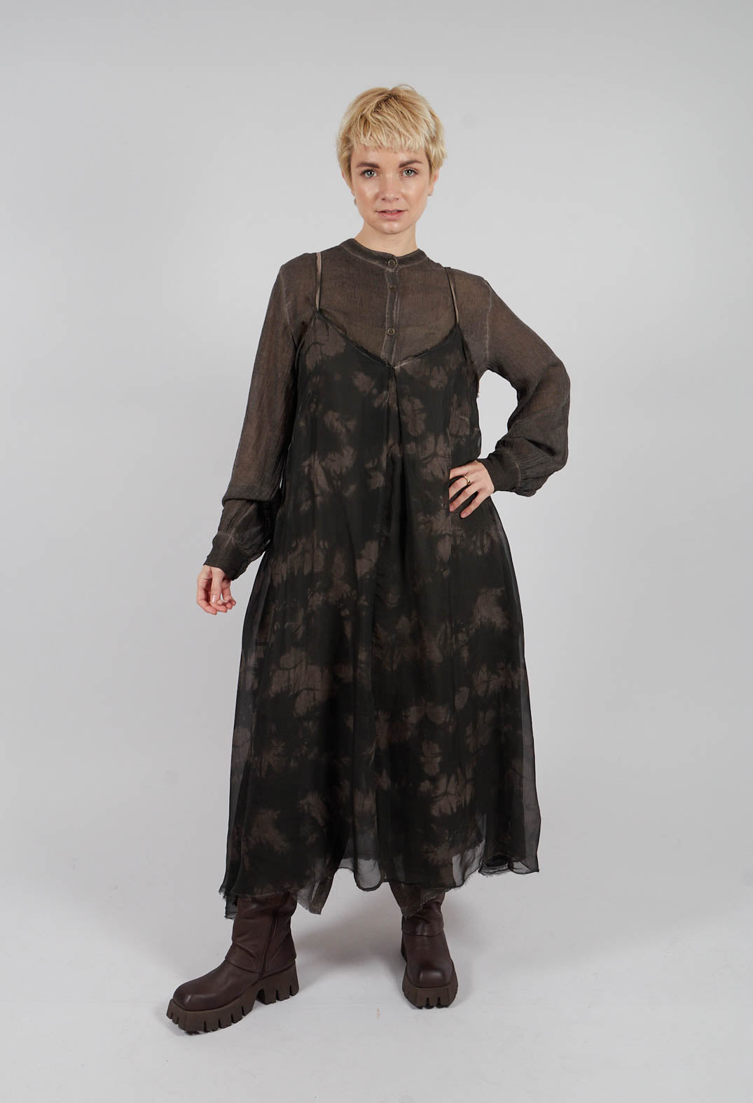 Cropped Jumpsuit in Bengal Brown Print