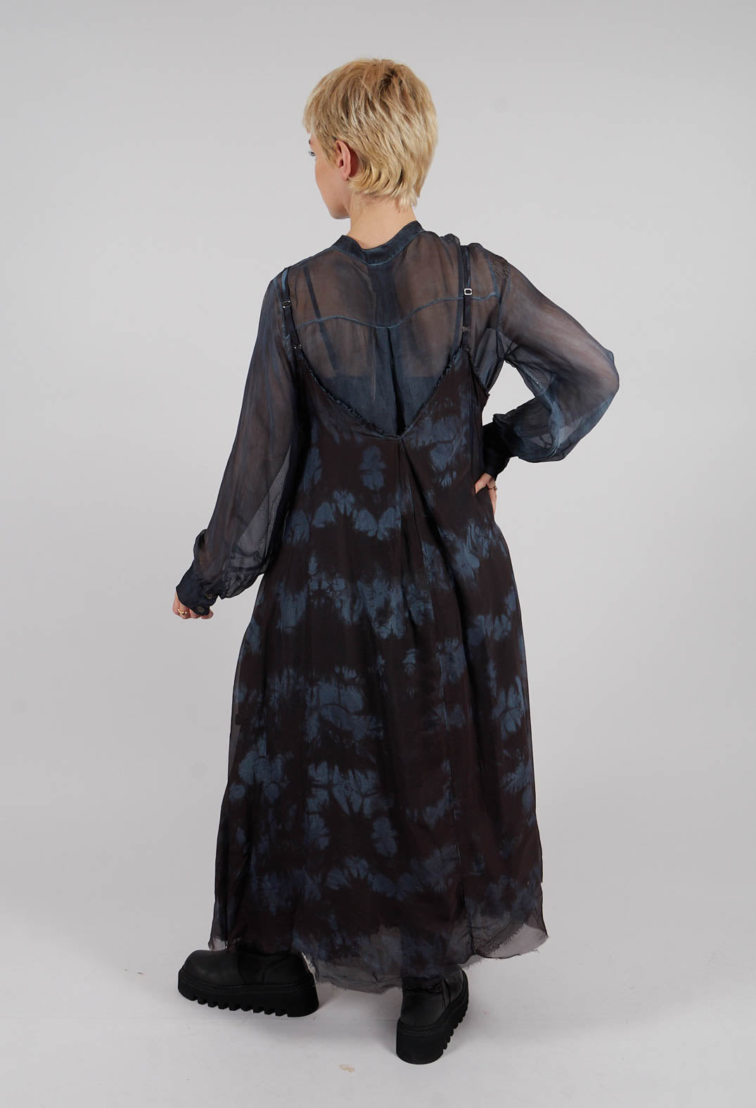 Cropped Jumpsuit in Midnight Blue Print
