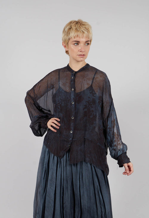 Boxy Shirt in Midnight Blue Print