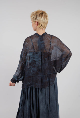 Boxy Shirt in Midnight Blue Print