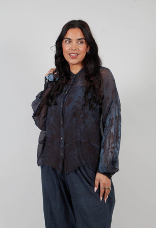 Boxy Shirt in Midnight Blue Print
