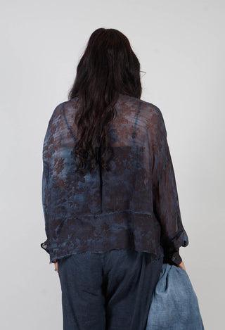 Boxy Shirt in Midnight Blue Print