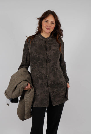 Collarless Shirt in Bengal Brown