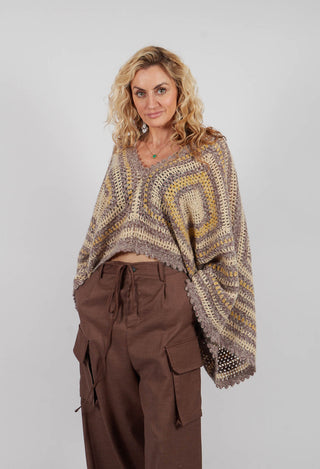 Dicy Poncho in Purple and Yellow