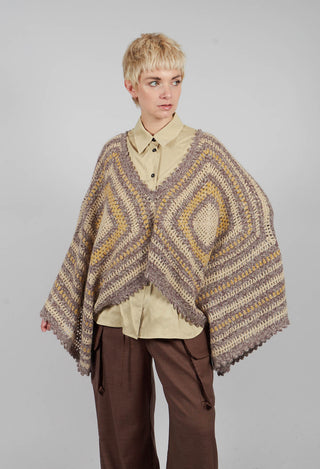 Dicy Poncho in Purple and Yellow