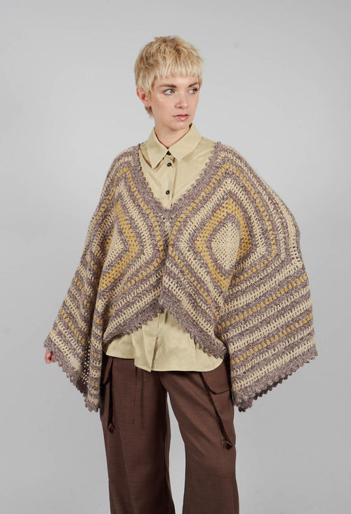 Dicy Poncho in Purple and Yellow