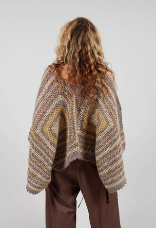 Dicy Poncho in Purple and Yellow