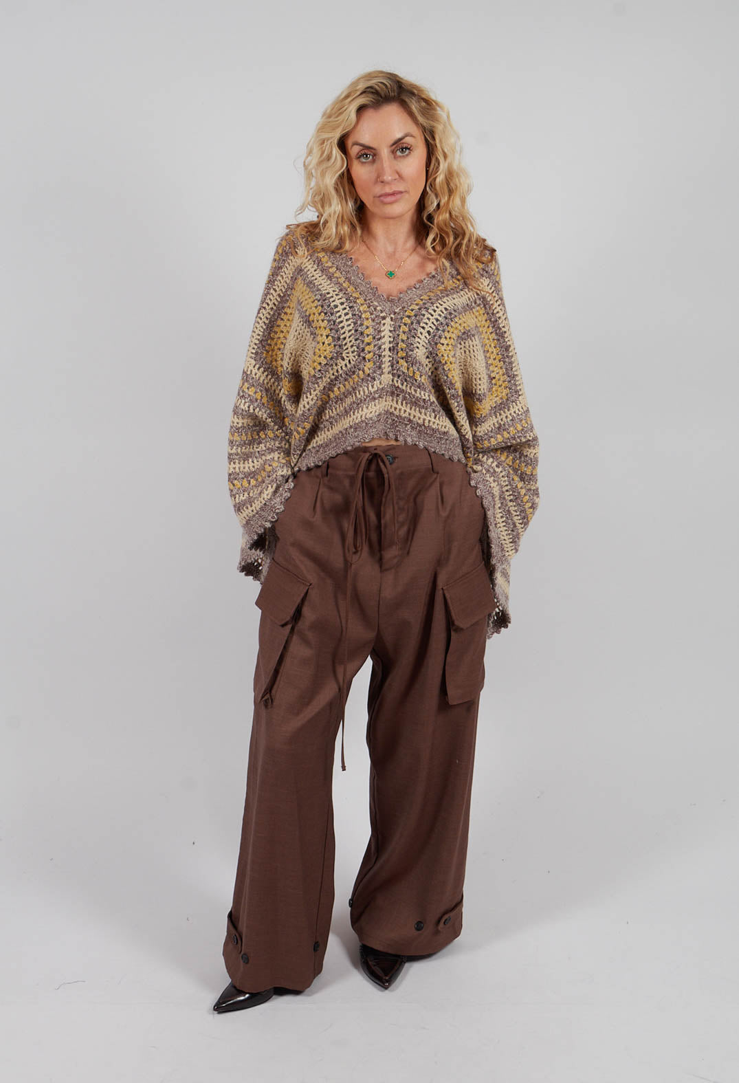 Dicy Poncho in Purple and Yellow