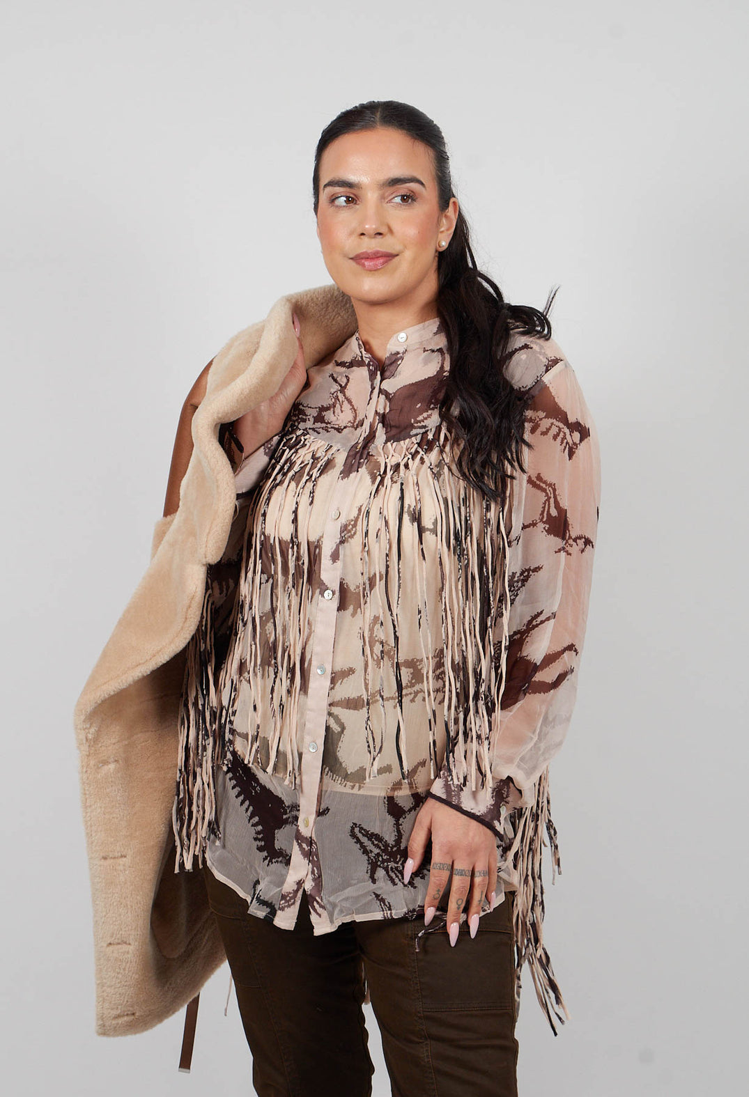 Faustina Shirt in Beige and Brown