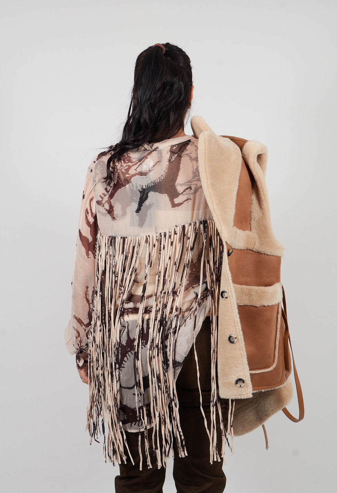 Faustina Shirt in Beige and Brown