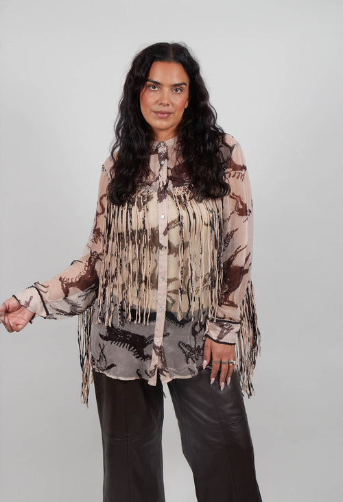 Faustina Shirt in Beige and Brown